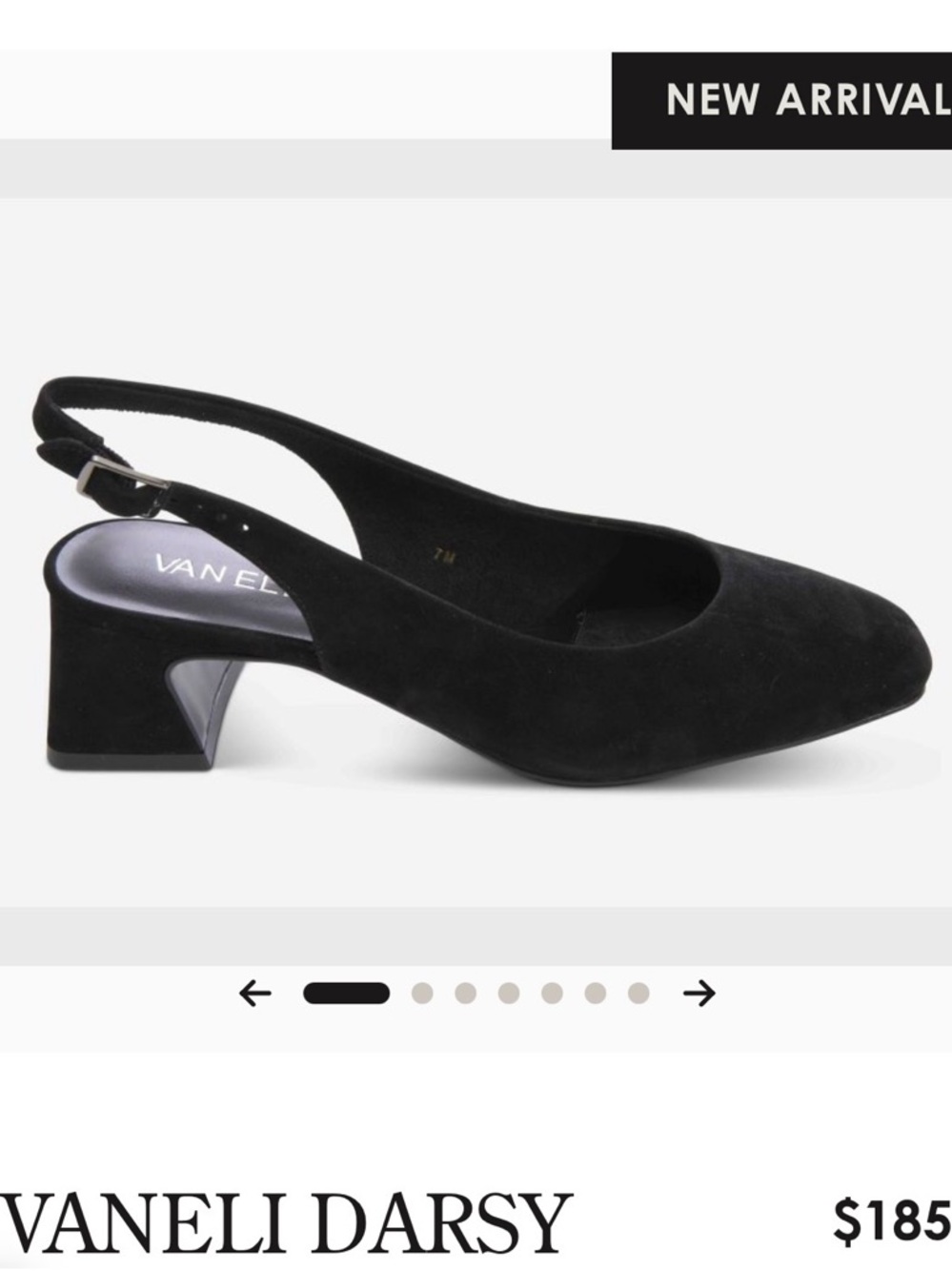 Vaneli Black Suede Slingback Low Block Heel - NEVER WORN - NWOT